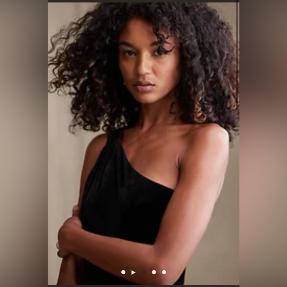 Black One Shoulder Velvet Banana Republic Maxi Jumpsuit INCREDIBLE - Picture 2 of 15